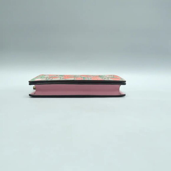 Authentic GUCCI Chain Wallet Brown Strawberry Canvas Shoulder Bag 778-121424 - Picture 6 of 12